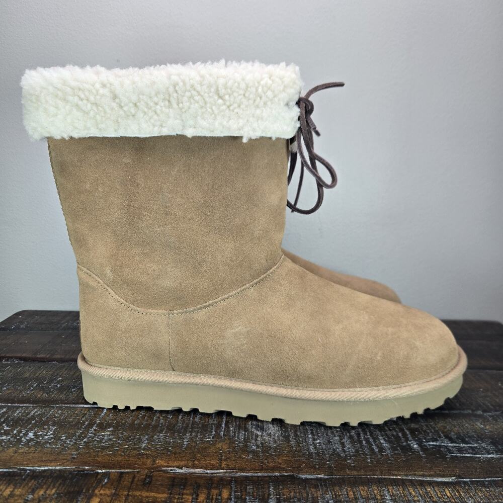 NEW UGG Sarisa Womens Size 12 Shearling Short Boots Chestnut Brown Winter Snow